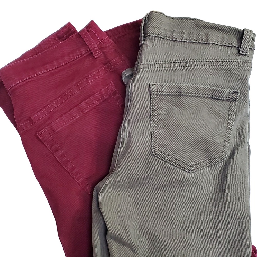 Gloria Vanderbilt Amanda Jeans Bundle 2 Pairs Burgundy Red Olive Grey Petite 8 P